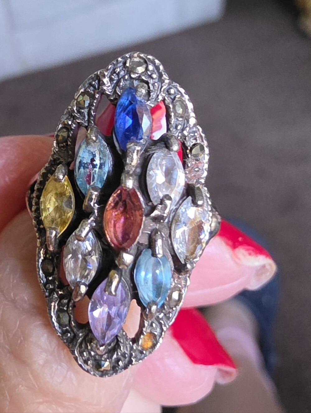 Art Deco Multi- Gem Stone Ring